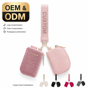 Portefeuille porte-clés double pochette personnalisé avec logo, mini porte-monnaie pour femme, sac à monnaie en nylon avec fermeture éclair, OEM ODM prêt à être expédié - Product Image 4