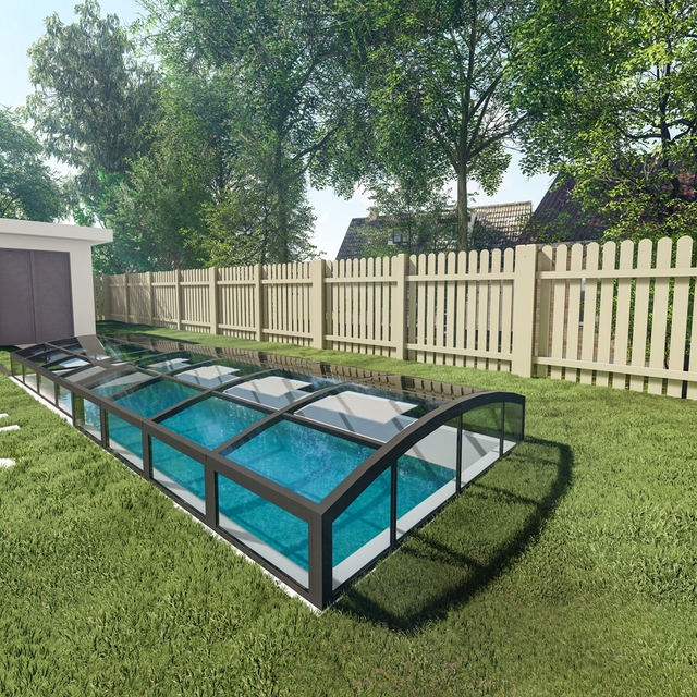 Aluminium Automated Sunroom Swimming Pool Enclosures Lifting Pool Cover Retractable