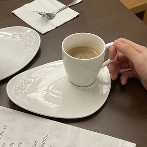 French-Style Vintage Embossed Ceramic Cup Saucer Designer Coffee & <b>Tea</b> <b>Set</b> Dessert Plate - Product Image 2