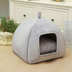 Casa de perro moderna de lujo para todas las estaciones, cama cuadrada para gatos, cueva para perros pequeños, cómodo patrón sólido, duradero para cartón durante todo el año - Product Image 3