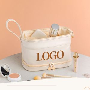 Pochette de toilette portable personnalisable, élégante et exclusive, en or uni, pour femme, boîte à maquillage, sac cosmétique - Product Image 2