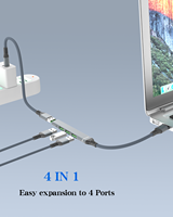 Vente en gros de concentrateur adaptateur USB 3.0 USB C type-c à 4 ports tressé en nylon pour ordinateur portable Ps4 Slim/Pro