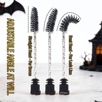 Sikat Bulu Mata Tema Halloween, Tongkat Bulu Mata Nylon, Tabung Penyimpanan Transparan Portabel untuk Ekstensi Bulu Mata dan Riasan