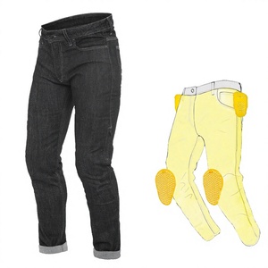 Jeans de motard slim fit noirs personnalisés avec protections de genoux et de hanches certifiées CE pour hommes, pantalon de moto imperméable toutes saisons - Product Image 1