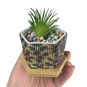 Kit de Macetas de Cerámica <span class=keywords><strong>para</strong></span> Suculentas, Coloridas con Brillantina de Diamantes, Pequeñas Macetas de Escritorio <span class=keywords><strong>para</strong></span> <span class=keywords><strong>Cactus</strong></span>, Decoración Clásica <span class=keywords><strong>para</strong></span> el Hogar/Oficina - Product Image 5