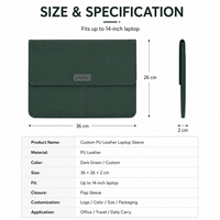 Funda Protectora Delgada Minimalista para Portátil de Cuero PU Personalizada, Funda Ligera Premium para Portátil