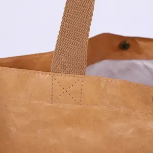 Bolsa de Compras Grande Impermeable con Logotipo Personalizado, Bolsa de Playa de Papel Tyvek Marrón, Bolsos de Mano para Mujer - Product Image 4