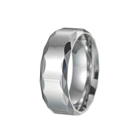 ShuoyeW 8mm Bague En Acier Inoxydable Argent Multi Facettes Diamant En Relief Visage Lisse De Base Bague En Acier Inoxydable Bague 424