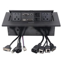Multiprise escamotable en alliage de zinc OEM avec ports USB, port réseau et prises CA générales pour tables de conférence