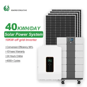 エネルギークリエイティブUSオフグリッド110V/204V二相三相10KWインバーター20KWhLifepo4バッテリー太陽エネルギーシステム