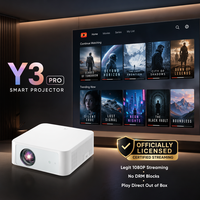Proyector Y3PRO Oficial de Netflix con WiFi, Enfoque Automático de Video, 1000 Lúmenes, Altavoces Integrados, 3D, 4K HD, Android 13, BT, 1080P