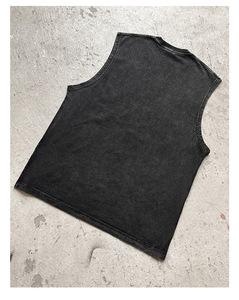 ملابس رياضية كلاسيكية مغسولة بحافة Gsm مقاس كبير للرجال ، ملابس رياضية بحجم كبير وطحن بحجم كبير وأسطح للدبابات - Product Image 2