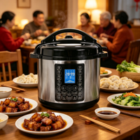 Vente directe d'usine - Cuisinière électrique multifonction 14-en-1 en acier inoxydable de 8 L avec écran LED, cuisson automatique programmable