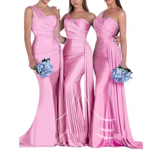 2023 women ladies elegant women clothing dresses long satin Mermaid weddings party bridesmaid dress