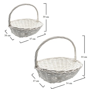 Cesti in vimini bianchi 47x38x39 cm e 54x47x44 cm con manico per conservazione ed esposizione - Product Image 2