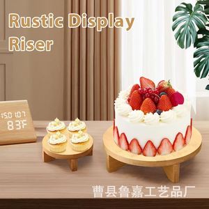 Plateau décoratif rond en bois pour pot de fleurs, support de table, couleur bois naturel, style rustique, emballage individuel - Product Image 4