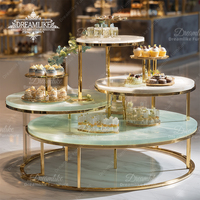 Table à dessert moderne en acier inoxydable pour hôtels et restaurants avec plateau en verre/MDF pour mariages, événements, banquets, repas à domicile