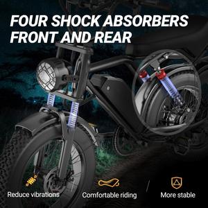 Vélo électrique haute performance 250W, pneus larges de 20 pouces, vélo de montagne électrique à suspension intégrale, tout-terrain, pour chemins en pierre - Product Image 6