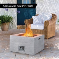 Foyer rectangulaire au gaz en ciment avec table sans fumée Réchauffeur d'ambiance de fête en plein air Cheminée en béton élégante