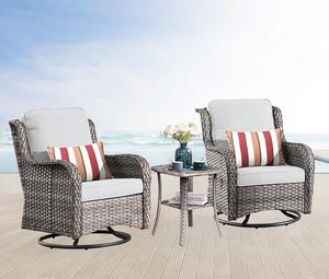 Conjunto de Sofá de Jardín Desmontable Personalizado de Mimbre Sintético PE de 3 Plazas con Secciones Modulares, Cojines Suaves y Estructura Exterior Resistente - Product Image 2