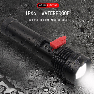ไฟฉาย LED แบบชาร์จไฟได้ 26 มม. XHP50 ปรับความสว่างได้ อลูมิเนียมอัลลอยด์สำหรับใช้งานกลางแจ้ง พร้อมการชาร์จ USB และจอแสดงผลพลังงาน - Product Image 5