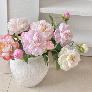 Fleurs artificielles en soie Pivoine Phénix, haute simulation, dégradé blanc à rose, pour décoration de mariage et de maison - Product Image 3