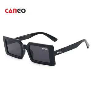 Cango custom sunglasses logo glasses Female Net Red Sunscreen Fashion Long Square Frame Round Face Thin Cover Vintage Sunglasses