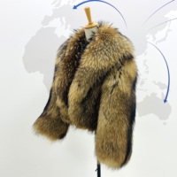 Veste courte minimaliste en fourrure de raton laveur - Manteau d'hiver polyvalent en fourrure véritable pour femme