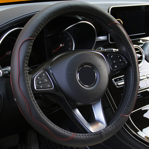 Couverture de volant en peau de fibre tresse sur couverture de volant en cuir Volante <span class=keywords><strong>Auto</strong></span> couverture de roue de voiture - Product Image 6