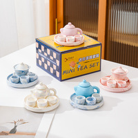 Mini théière en porcelaine, pot à thé miniature pour le jeu des doigts, ornements de thé, théière sculptée, thé portable style Kung Fu, thé du Moyen-Orient