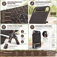 Fauteuil de bistrot empilable en rotin plastique PE pour extérieur, résistant aux intempéries, pour hôtels, cafés, patios et projets de jardinage commerciaux