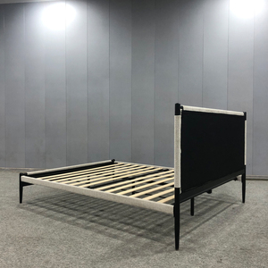 Moderno <span class=keywords><strong>letto</strong></span> <span class=keywords><strong>matrimoniale</strong></span> in metallo con <span class=keywords><strong>testiera</strong></span> imbottita e fine del piede in colore Beige, mobili per camera da <span class=keywords><strong>letto</strong></span> <span class=keywords><strong>letto</strong></span> <span class=keywords><strong>letto</strong></span> per adulti, <span class=keywords><strong>letto</strong></span> semplice - Product Image 3