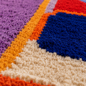 Geometric Colorful Hand Knotted Wool Rug Rectangle Thick High Pile Bohemian Style Rubber Backing Living <b>Room</b> Area Rug - Product Image 3