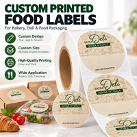 Étiquettes personnalisées pour boulangerie et charcuterie, autocollantes en rouleau, blanches, en BOPP, pour boîtes à emporter, sacs et contenants alimentaires