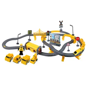 Hot Selling Kids Educational 66pcs Diy Assemble Train Rail Set High Speed City Track Slot Toys Boys