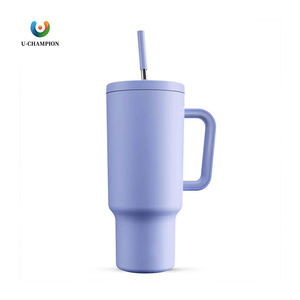 Gobelet isotherme en acier inoxydable de grande capacité 40 oz, avec paille, pour boissons chaudes/froides, avec poignée, pour voiture, maintien de la glace - Product Image 1