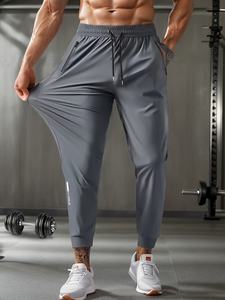 Pantaloni da Corsa da <span class=keywords><strong>Uomo</strong></span> in Seta di Ghiaccio Estivi ad Asciugatura Rapida per Allenamento e Fitness con Tasca con Zip Pantaloni Sportivi da Palestra Traspiranti - Product Image 3