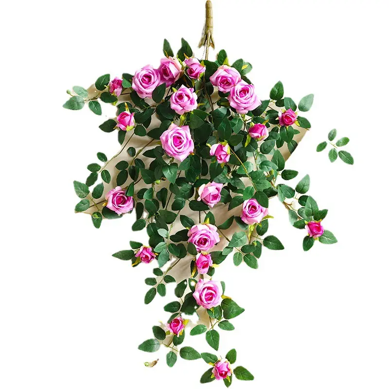 Factory direct sales High Quality Rose Rattan Artificial Vine Wall Hanging Flowers Decorative Wreaths Plants garden landscaping