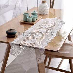 Wenxiang Hollow Lace <b>Table</b> <b>Runner</b> 33X114Cm White Washable For <b>Dining</b> Room - Product Image 1