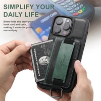 Vente en gros de sacoches portefeuille pour iPhone 14 pro max, étui de téléphone en cuir PU avec anneau élastique pour dragonne