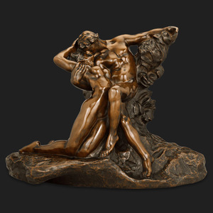 Statue de bronze grandeur nature d'un homme et d'une femme nus s'embrassant, sculpture d'amour à vendre - Product Image 5