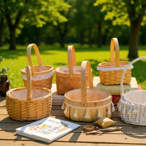 Hand Woven Rattan Flower <b>Basket</b> <b>Small</b> Bamboo Gift <b>Basket</b> Floral Arrangement Home Decoration Pastoral Style <b>Basket</b> - Product Image 5