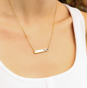 Loveher bijoux <span class=keywords><strong>en</strong></span> acier inoxydable or 18 carats PVD <span class=keywords><strong>en</strong></span> acier inoxydable étoiles découpe barre vierge horizontale collier <span class=keywords><strong>prix</strong></span> de gros - Product Image 5