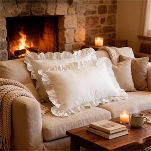 Fodera per cuscino plissettata artigianale di alta qualità, elegante copricuscino con balze in <span class=keywords><strong>pizzo</strong></span> <span class=keywords><strong>bianco</strong></span> per l'arredamento di lusso di hotel e case - Product Image 6