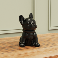 Pot de rangement en céramique OEM/ODM personnalisé, peint à la main, bouledogue français noir, figurine animale moderne, conteneur en porcelaine de marque, cadeau