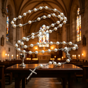 Accessoires de luxe élégants et magnifiques en acrylique coloré avec Saint Benoît pour la création de grands chapelets religieux catholiques - Product Image 1