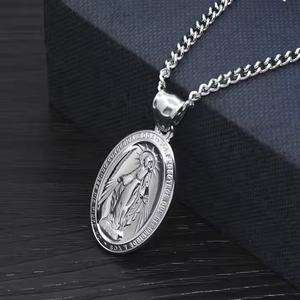 Collar de Cadena con Colgante de Moneda Dorada de la Virgen María, Joyería Religiosa Cristiana, Acero Inoxidable, Directo de Fábrica - Product Image 5