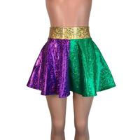 Mardi Gras Holographique Taille Haute Jupe Patineuse Costume Festival Vêtements