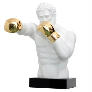 创意欧式复古拳击胸围雕塑体操拳击手人物树脂工艺品电视柜装饰品
