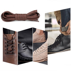 WEGOODZF Lacets de chaussures habillées plats en polyester ciré de 7mm de large personnalisés Paire de lacets de randonnée pour bottes et chaussures en cuir - Product Image 3